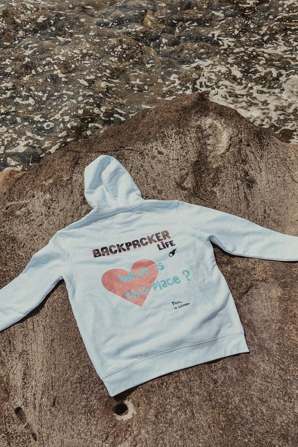 HOODIE UNISEX - BACKPACKER LIFE WHITE